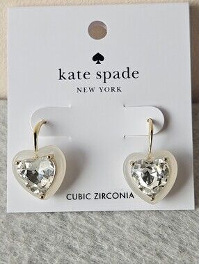 kate spade Cream Heart Cubic Zirconia Drop Earrings